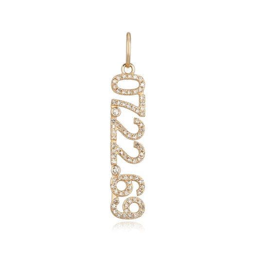 Dije de fecha pavé en oro de 14 k