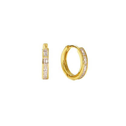 Baguette Cz Hoop Earrings