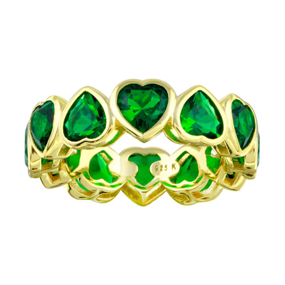 Anillo con bisel en forma de corazón de colores