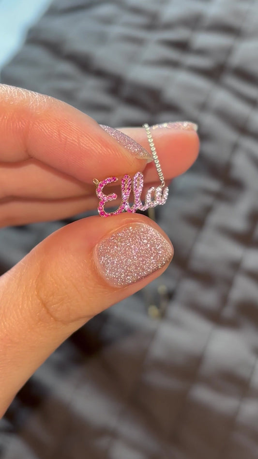 14k Gold Large Ombre Name Ella Necklace