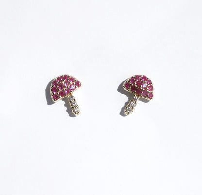 Mini pendientes con forma de hongo Ruby Cute