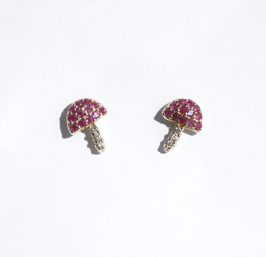 Mini pendientes con forma de hongo Ruby Cute