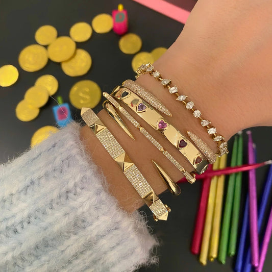 Brazalete de oro de 14 k con garras