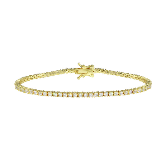 Pulsera de tenis clásica delgada de oro de 2 mm